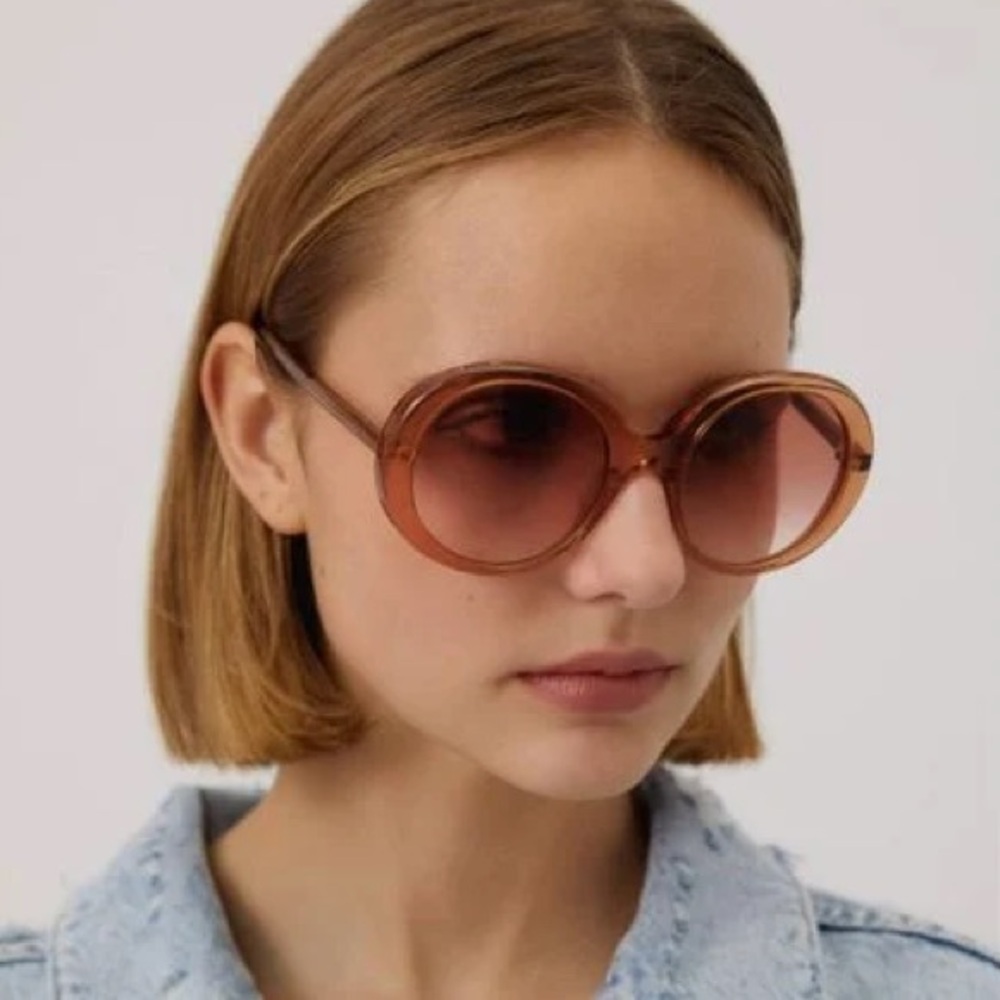 CHLOE ESTHER ORANGE GRADIENT ROUND SUNGLASSES CH0007SA